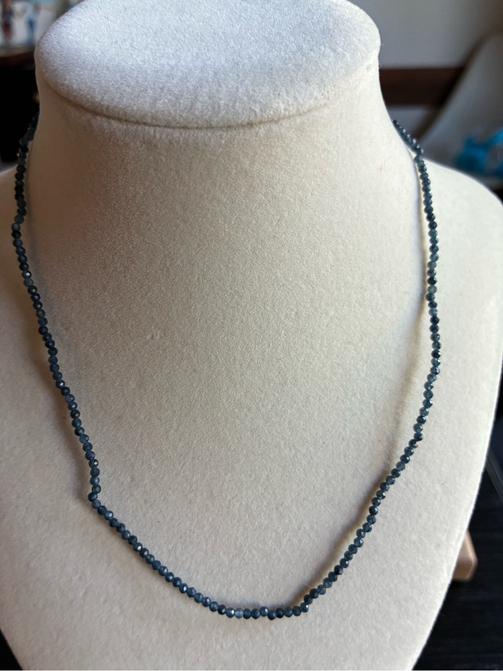 Delicate Faceted Dark Blue Gemstone Choker Necklace - Picture 2 of 3